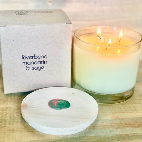 Riverbend Mandarin & Sage 3 Wick Glass Candle