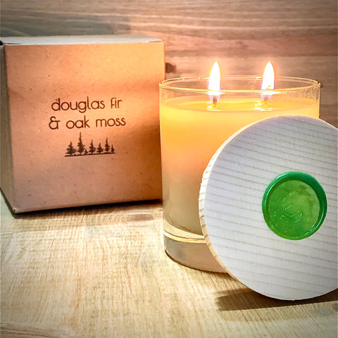 Douglas Fir & Oak Moss 2 wick glass candle